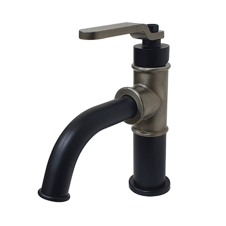 Kingston Brass KS2824KL Single-Handle Bathroom Faucet with Push Pop-Up, Matte Black/Black Stainless KS2824KL